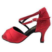 Zapatos de baile con strass rojo. Zapatos de baile con brillantes.